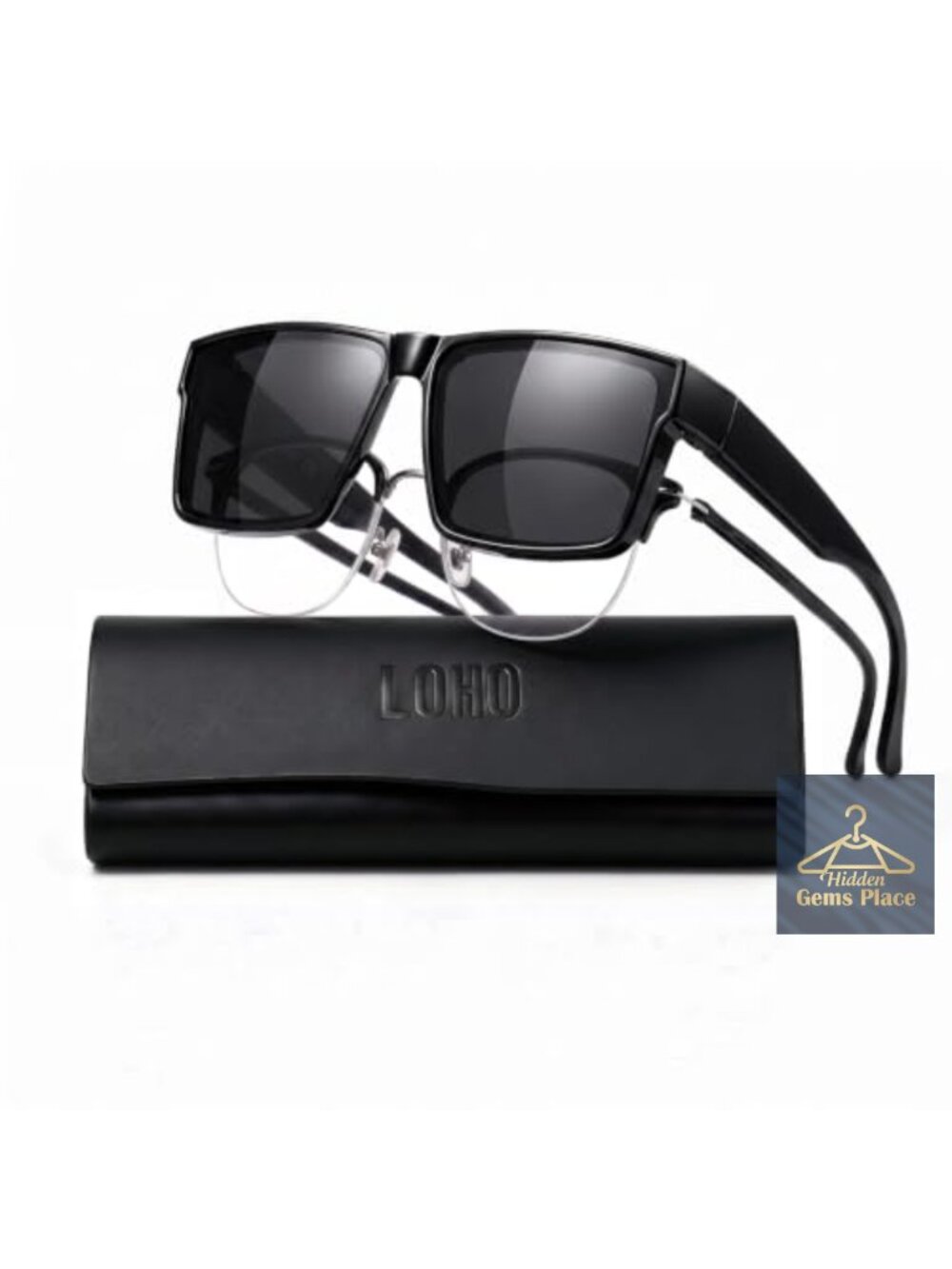 LOHO Polarized Fit Over Sunglasses for Men and Women, Oversized Square UV400